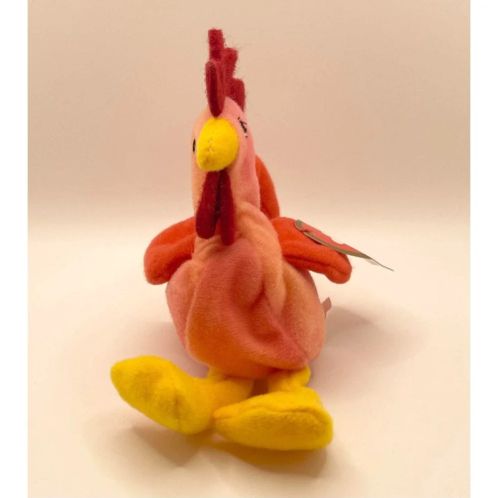 Ty Teenie Beanie Babies Strut the Rooster Pink Orange Plush Toy 1993‎ Vintage